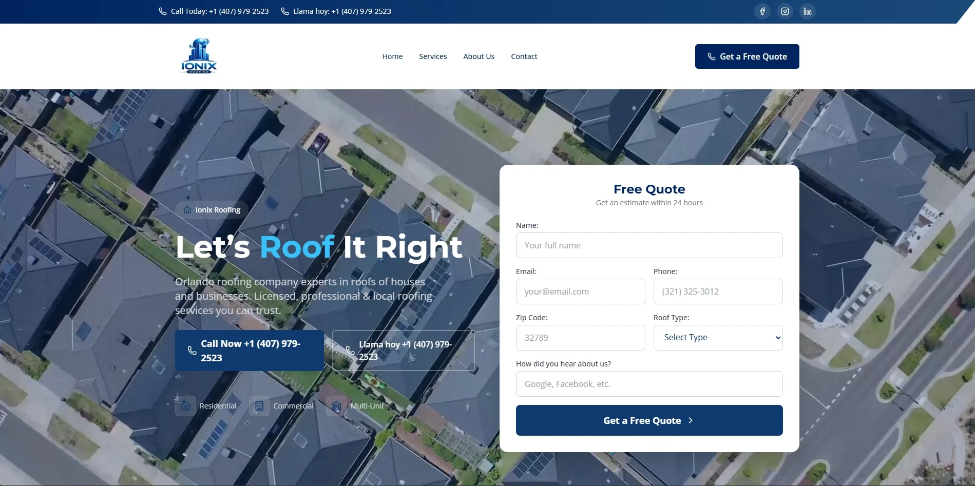 Professional digital presence redesigned by Incorelab for Ionix Roofing, engineered as a high-converting lead generation platform.