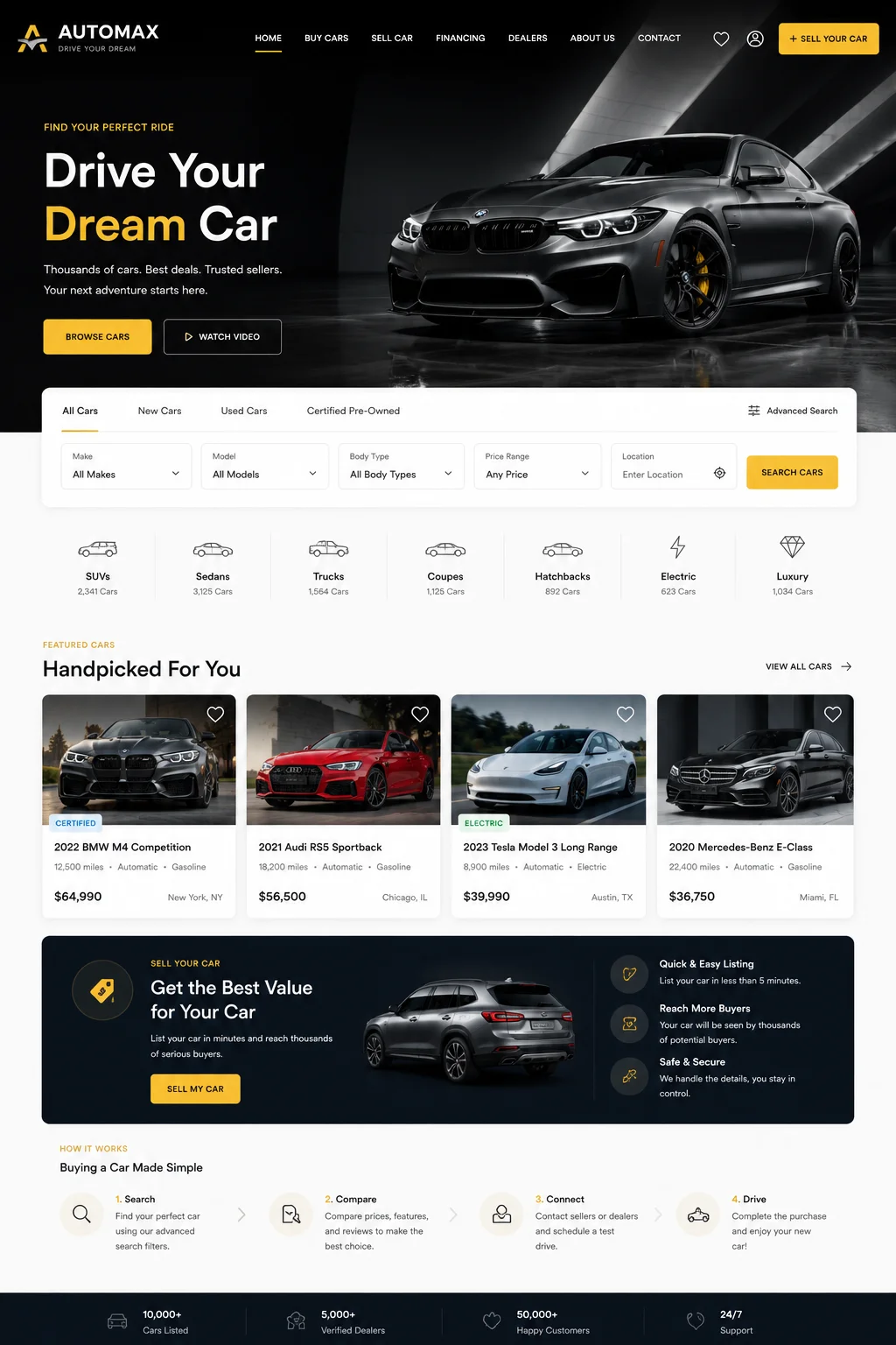 Sleek and modern car marketplace